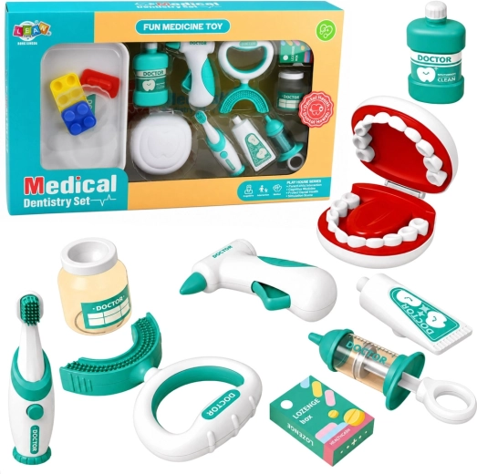 Set dentistico per bambini con spazzolino vibrante 15 pezzi blu