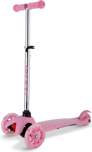 Monopattino rosa a tre ruote con ruote LED