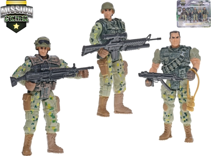 Set di soldati Mission Control 10 cm – 3 action figure con armi