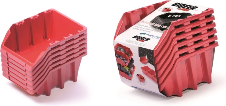 Set di contenitori Bineer Long, 6 pezzi, rosso