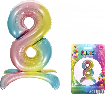 Palloncino in foil numero 8 arcobaleno 80 cm