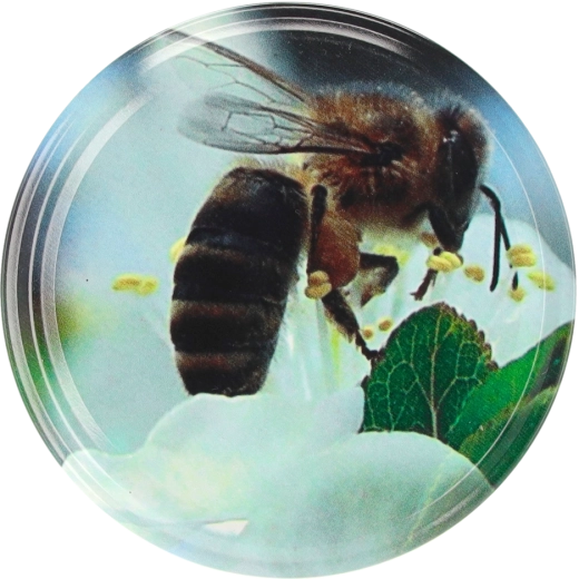 Set di coperchi metallici 82 mm con motivo ape sul fiore, 10 pz