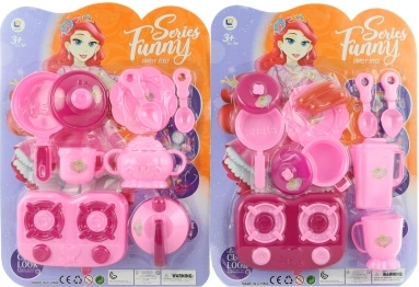 Set di stoviglie in plastica per bambini con fornello e accessori