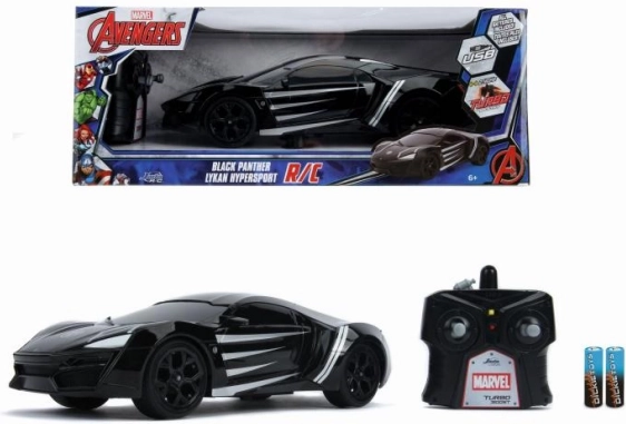 Auto RC MARVEL Black Panther Lykan 1:16 con ricarica USB