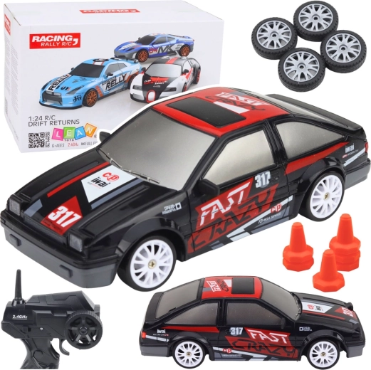 Auto RC drift 1:24 con ruote intercambiabili, nero