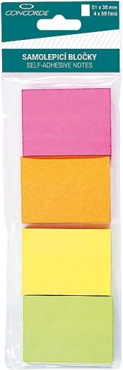 Blocchetti adesivi neon 51 × 38 mm, 4 × 50 fogli