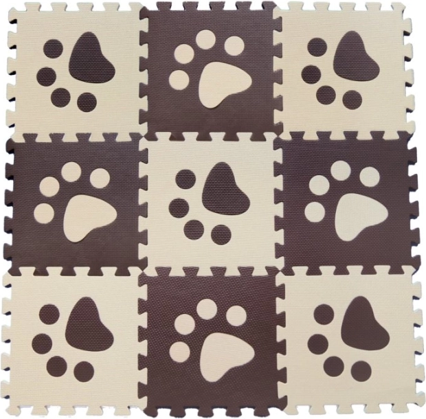 Puzzle da pavimento in schiuma per bambini – zampette marroni 29,5 × 29,5 cm