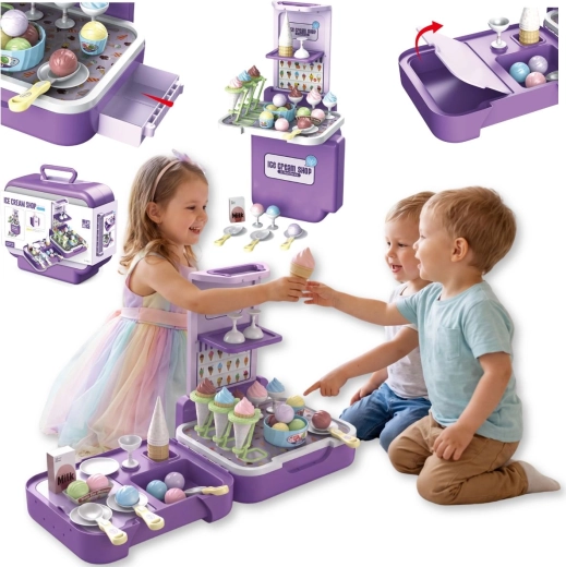 TinyMini gelateria per bambini in valigetta 3 in 1, 62 pezzi