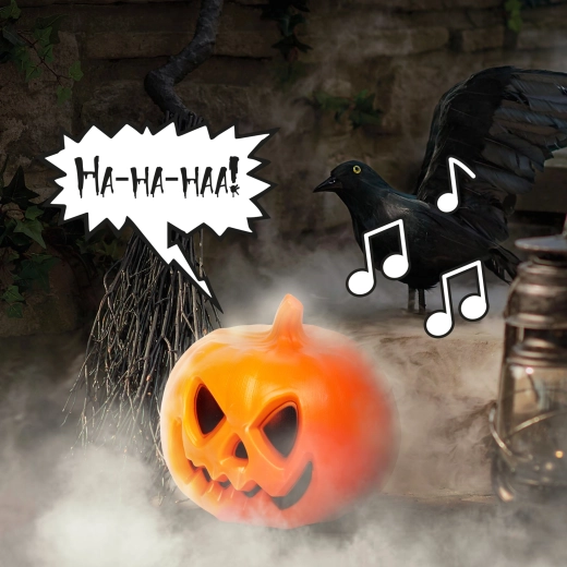 Lanterna a forma di zucca di Halloween con effetto sonoro e LED