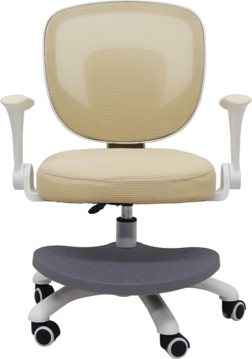 Sedia girevole per bambini per scrivania con altezza regolabile e poggiapiedi, beige