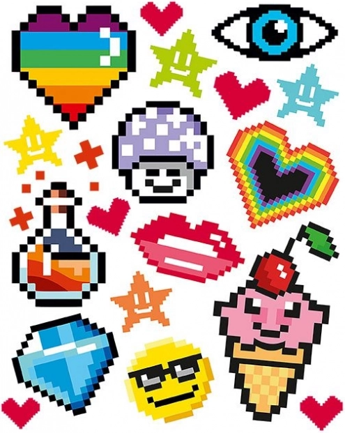 immagini termoadesive motivi pixel – 2 fogli grandi