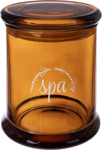 Vaso cosmetico SPA in vetro ambrato 330 ml con coperchio