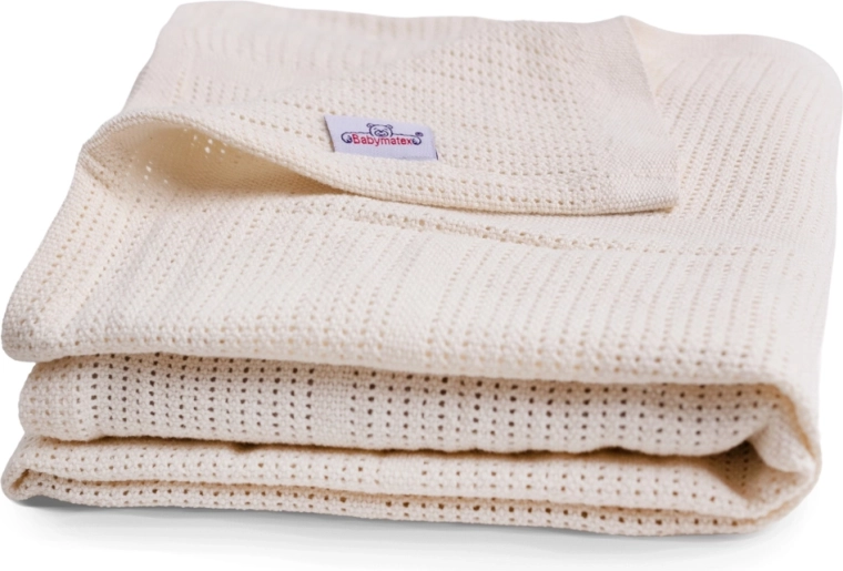 BabyMatex Coperta in maglia di cotone Sisi 75 × 100 cm ecru (avorio)