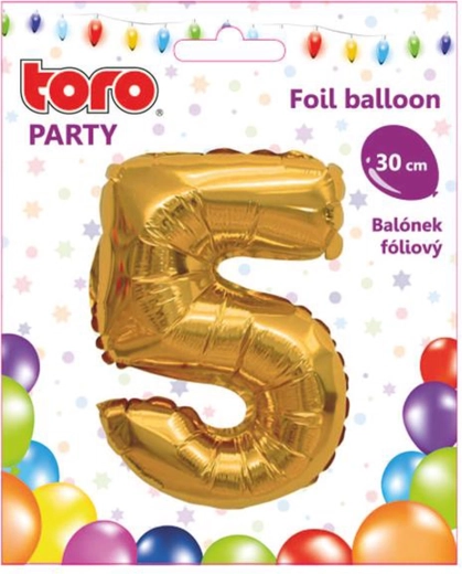 Palloncino in foil numero 5 30 cm oro TORO