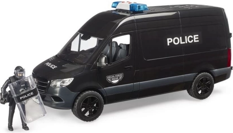 Bruder furgone della polizia Mercedes‑Benz Sprinter con agente antisommossa