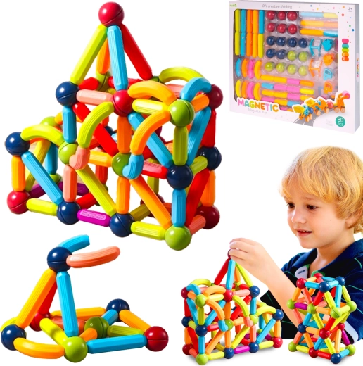 Costruzioni magnetiche 3D, 80 pezzi