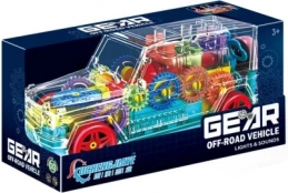 fuoristrada trasparente con ingranaggi a vista ed effetti luminosi