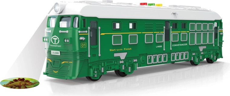 Treno a inerzia con effetti luminosi e sonori con proiezione – verde 33 cm