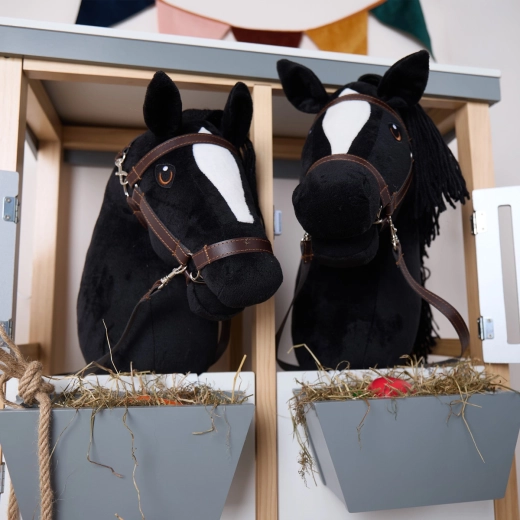 Bieco cavallo per hobby horsing su bastone nero taglia S