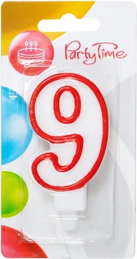 Candela di compleanno numero 9 rossa