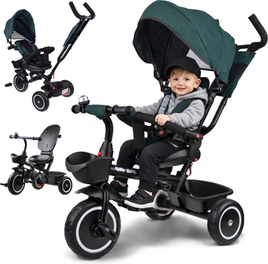 Triciclo per bambini 3 in 1 con parasole TINY BIKE – Blu