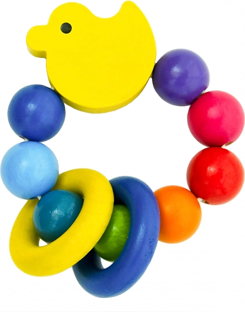 Detoa anatroccolo con anelli – sonaglio in legno per neonati