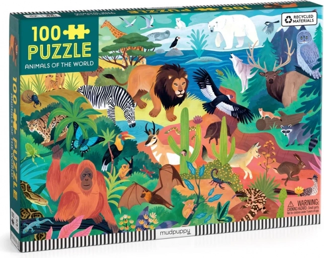 Puzzle Mudpuppy Animali del mondo 100 pezzi