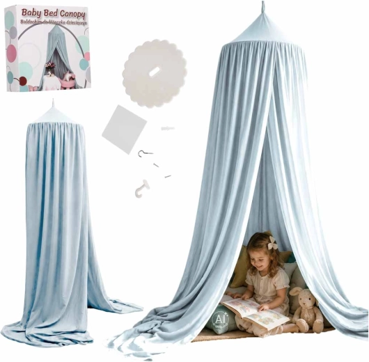 Baldacchino pensile blu per bambini sopra il letto