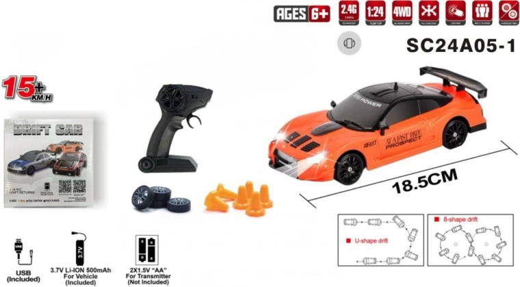 Auto RC drift 4x4 con telecomando
