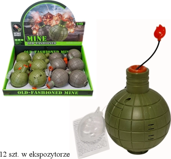 Giocattolo militare a forma di granata con sicura con effetto fumo, luce e suono - 1 pezzo