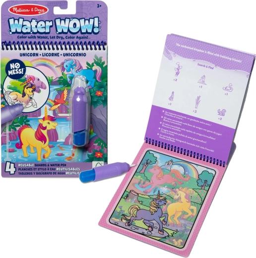 Melissa & Doug Water Wow album da colorare ad acqua unicorni con penna ad acqua