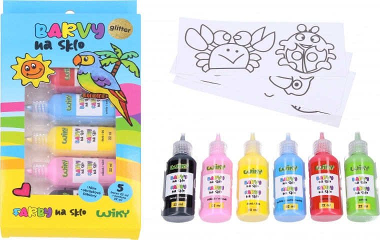 Colori per vetro con glitter 5+1