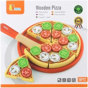 Pizza di legno da tagliare per bambini 18m+
