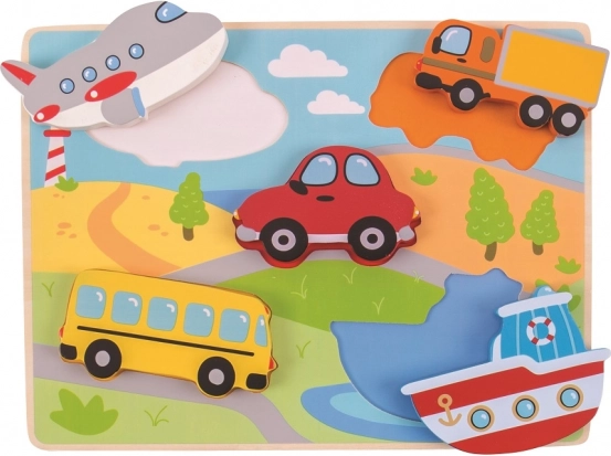 Puzzle a incastro in legno veicoli BIGJIGS TOYS