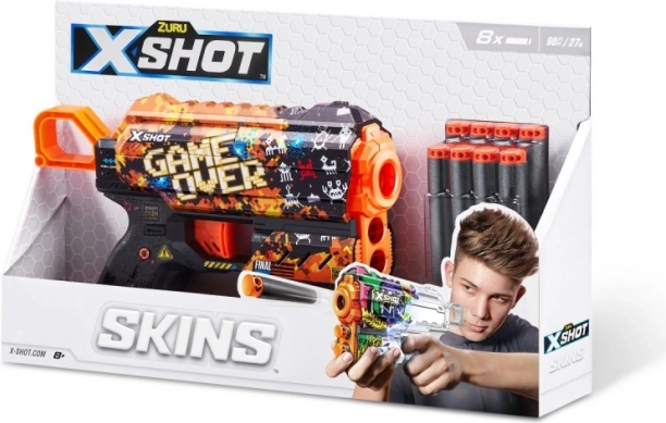 X-Shot Skins Flux – pistola a schiuma Game Over (8 dardi)