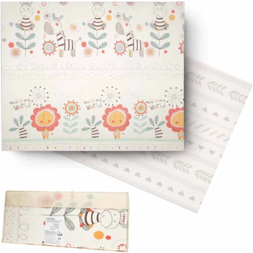 Tappetino educativo in schiuma pieghevole e bifacciale 180 × 200 cm con animaletti