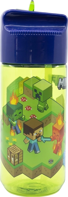 Bottiglia d'acqua per bambini con cannuccia Minecraft verde-blu