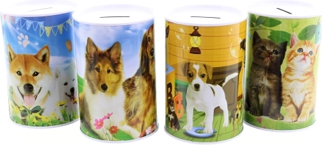 Salvadanaio in metallo Cani e gatti 13,5 × 9 cm