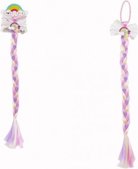 Elastico per capelli con fiocco e treccia colorata con paillettes