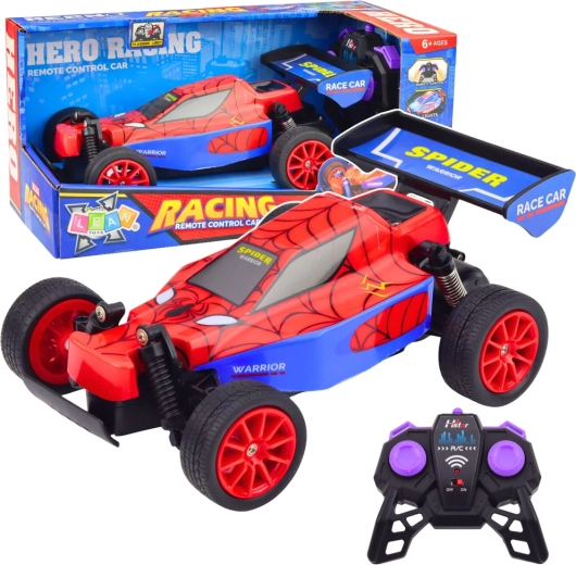 Auto da corsa RC supereroi 2.4G con luci e suoni – rosso