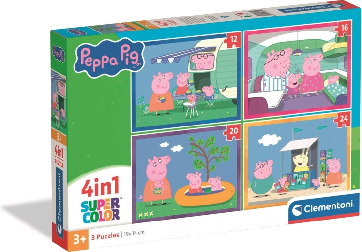 Puzzle CLEMENTONI Peppa Pig 4 in 1 – viaggi (12, 16, 20, 24 pezzi)