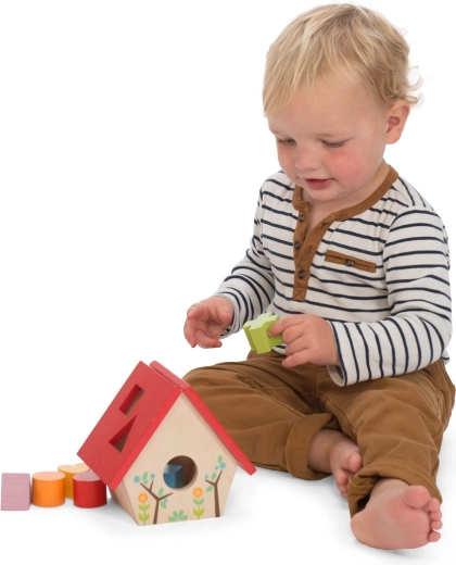 Casetta in legno per inserire le forme a tema uccellini Le Toy Van
