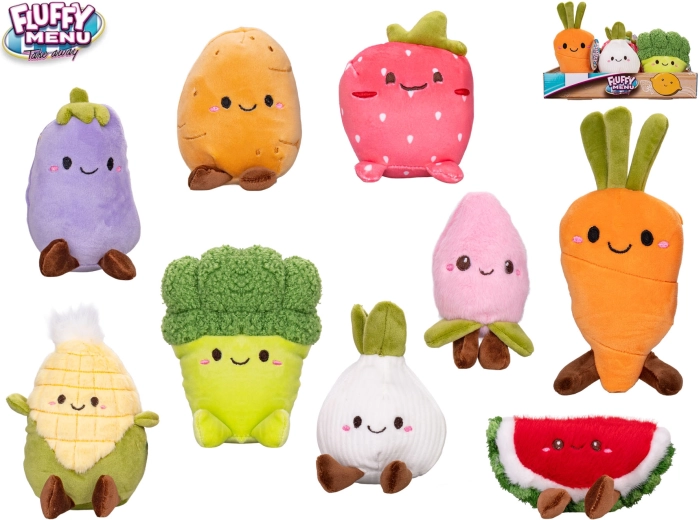 Fluffy Menu frutta e verdura in peluche 12–14 cm