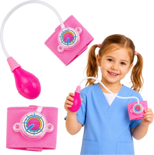 Sfigmomanometro giocattolo rosa per bambini con lancetta mobile