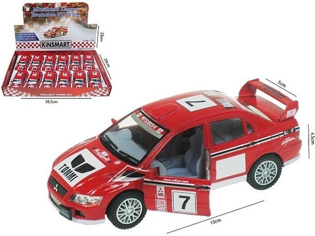 Mitsubishi Lancer Evolution VII WRC modellino auto in metallo 1:36 con trazione pull-back