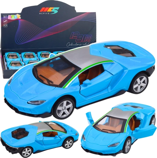 Auto sportivo in metallo 1:32 con trazione a retrocarica, luci e suoni – blu