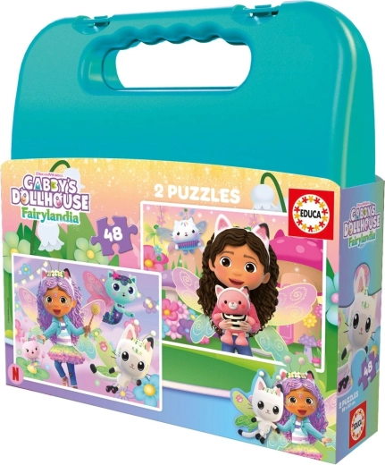 Puzzle Educa in valigetta La casa delle bambole di Gabby 2 × 48 pezzi