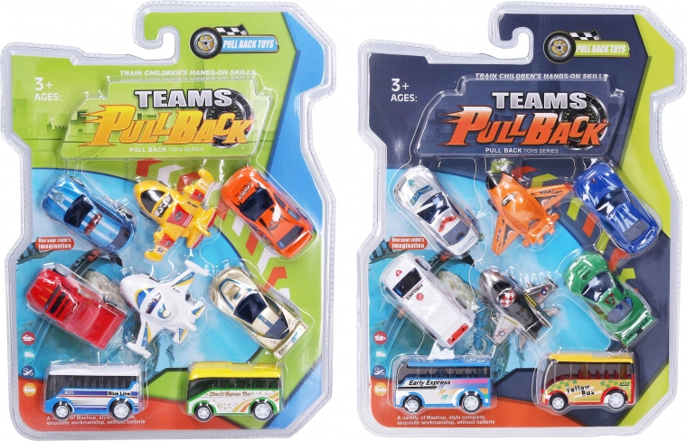 Set di otto veicoli a retrocarica da 7 cm