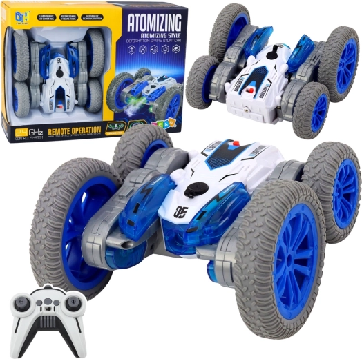 auto RC acrobatico con effetto nebbia, LED e drift a 360°, blu