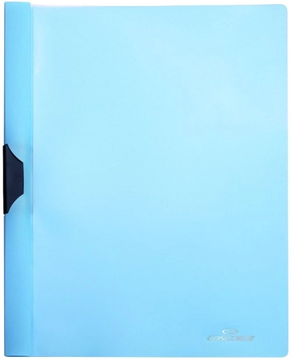 Cartelline portadocumenti con clip laterale A4, azzurro pastello CONCORDE